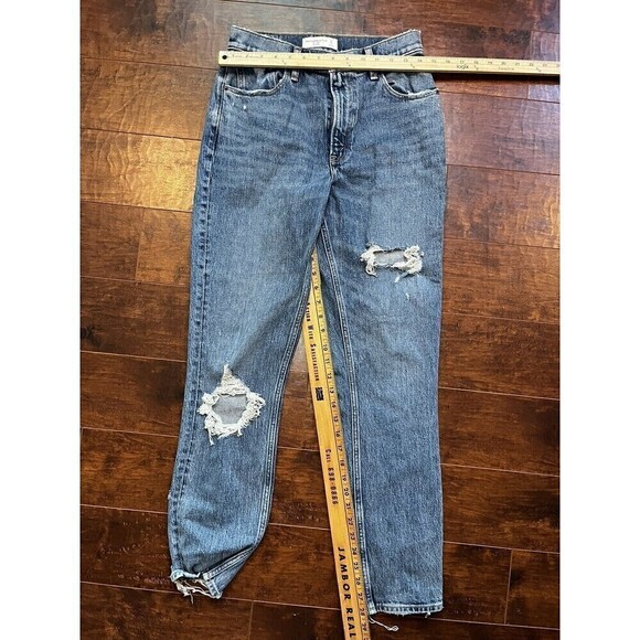 Abercrombie & Fitch The Mom High Rise Jean Sz 27/4Long Womens Distressed - Picture 4 of 6
